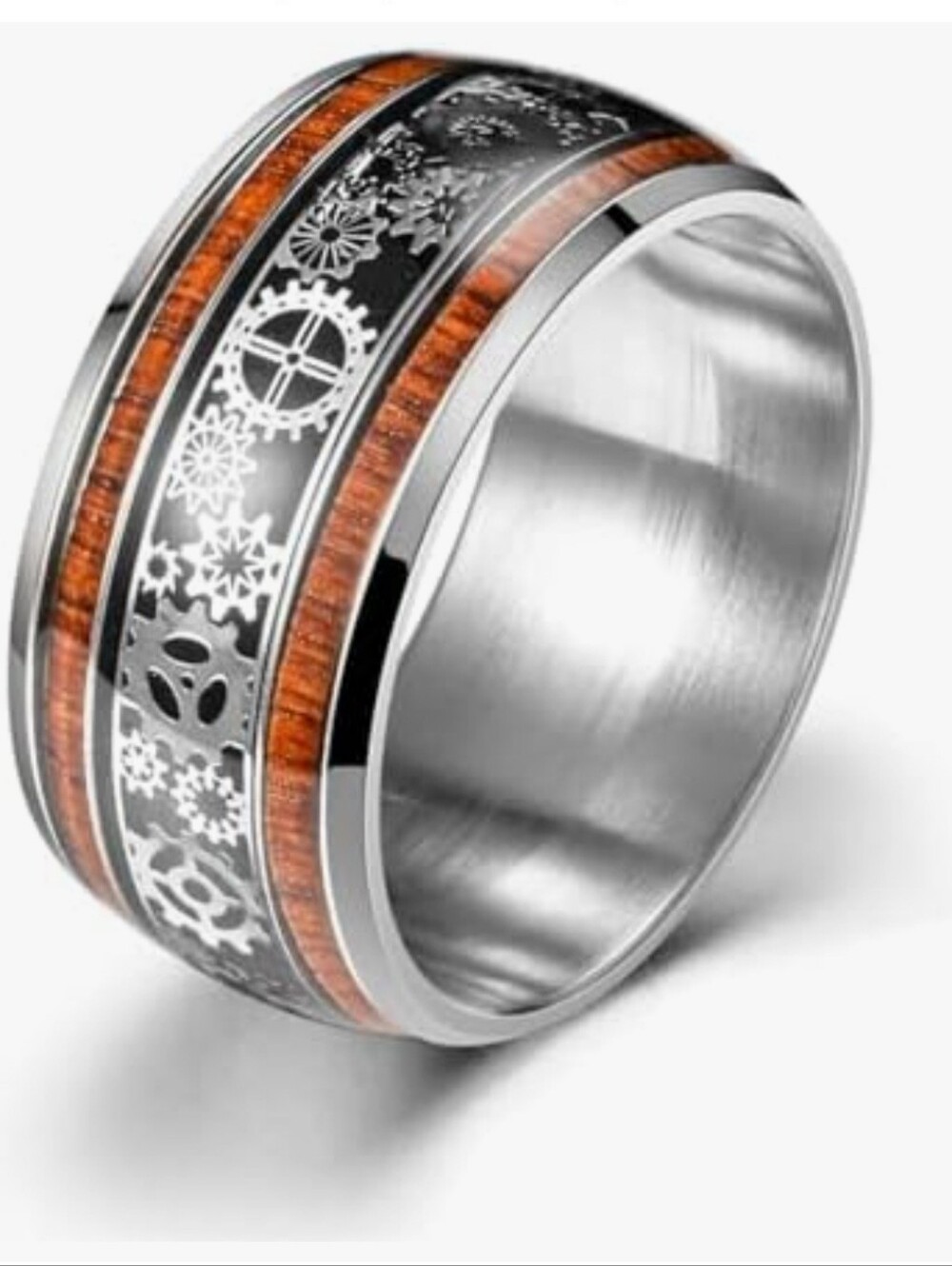 Men's Steampunk Tree Ring Wedding Band Size 11 | River Wood + Sterling Silver